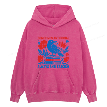 Pagewings Anti Fascism Unisex Washed Hoodie