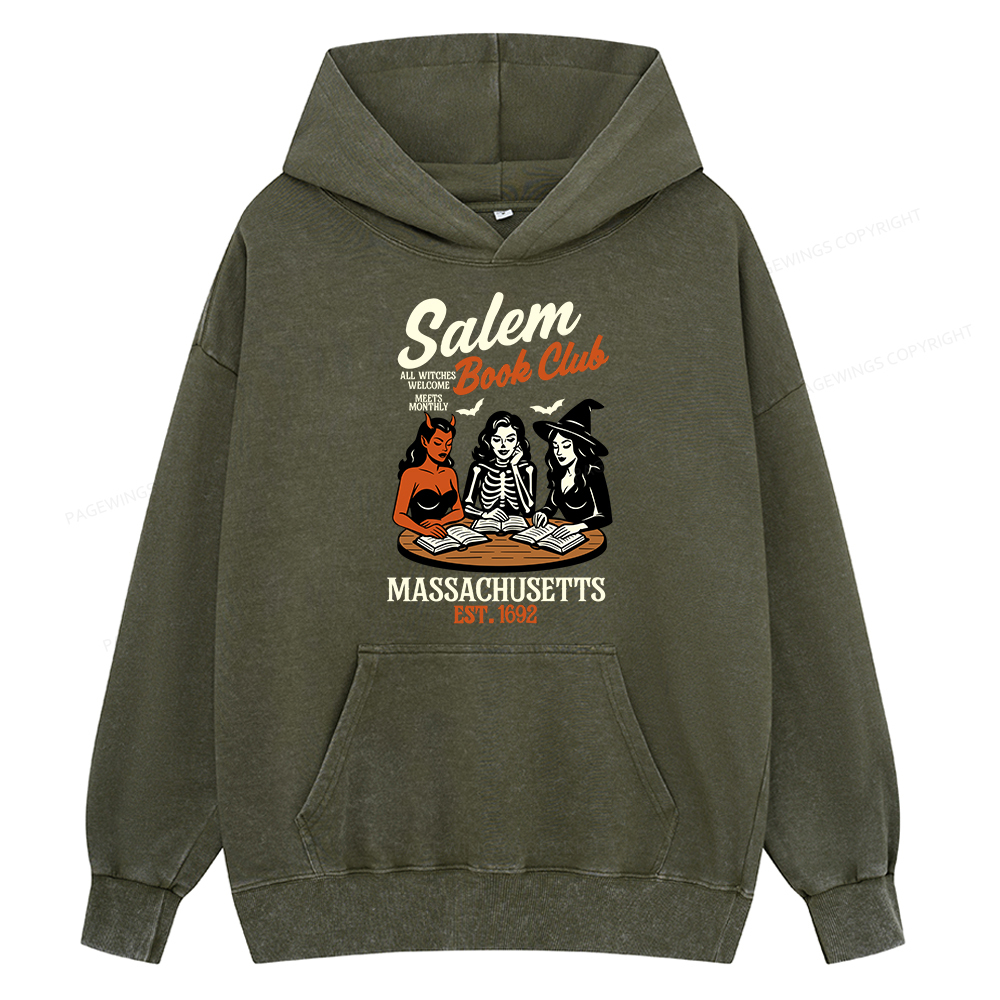 Pagewings Salem Book Club Unisex Washed Hoodie