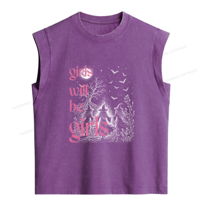 Pagewings Girls Will Be Girls Women's Washed Tank Top