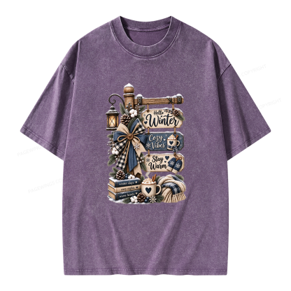 Pagewings Hello Winter Unisex Washed T-shirt