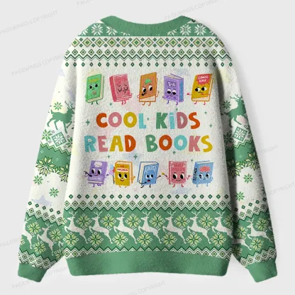 Pagewings Cool Kids Read Books Unisex Ugly Cardigan Sweaters