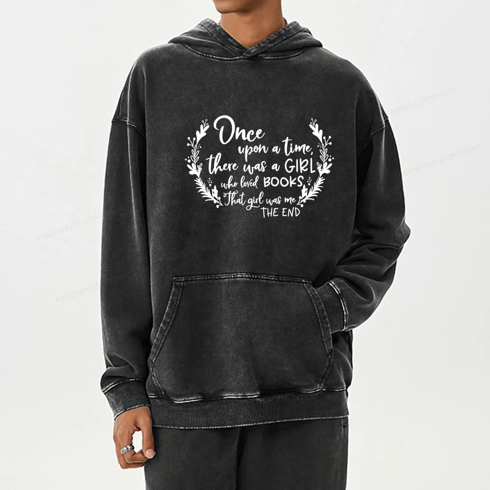 Pagewings There Was A Girl Who Loved Books Unisex Washed Hoodie
