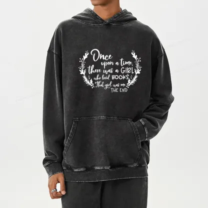 Pagewings There Was A Girl Who Loved Books Unisex Washed Hoodie