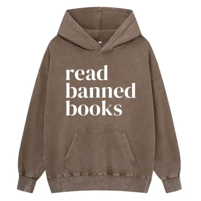 Pagewings Read Banned Books Unisex Washed Hoodie