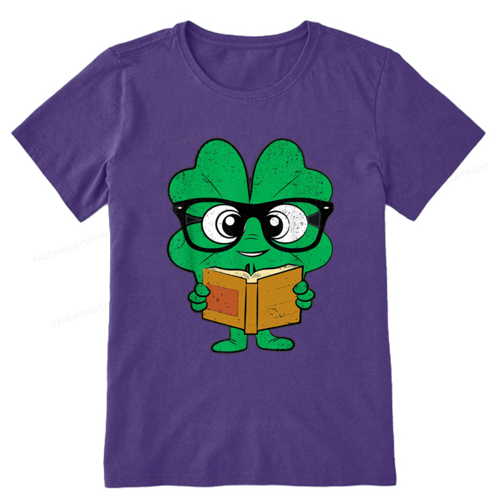 Pagewing Shamrock Reading Books St Patricks Day Unisex Classic T-shirt