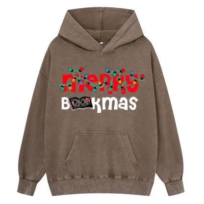 Pagewings Christmas Book Unisex Washed Hoodie