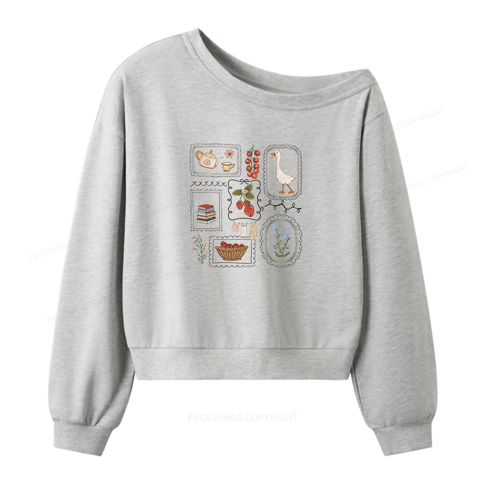 Pagewings Bookish Summer Women Off Shoulder Sweatshirt