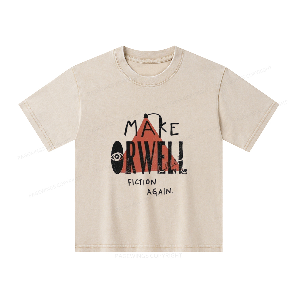 Pagewings Make Orwell Fiction Again Unisex Kids Washed T-shirt