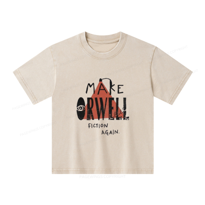Pagewings Make Orwell Fiction Again Unisex Kids Washed T-shirt