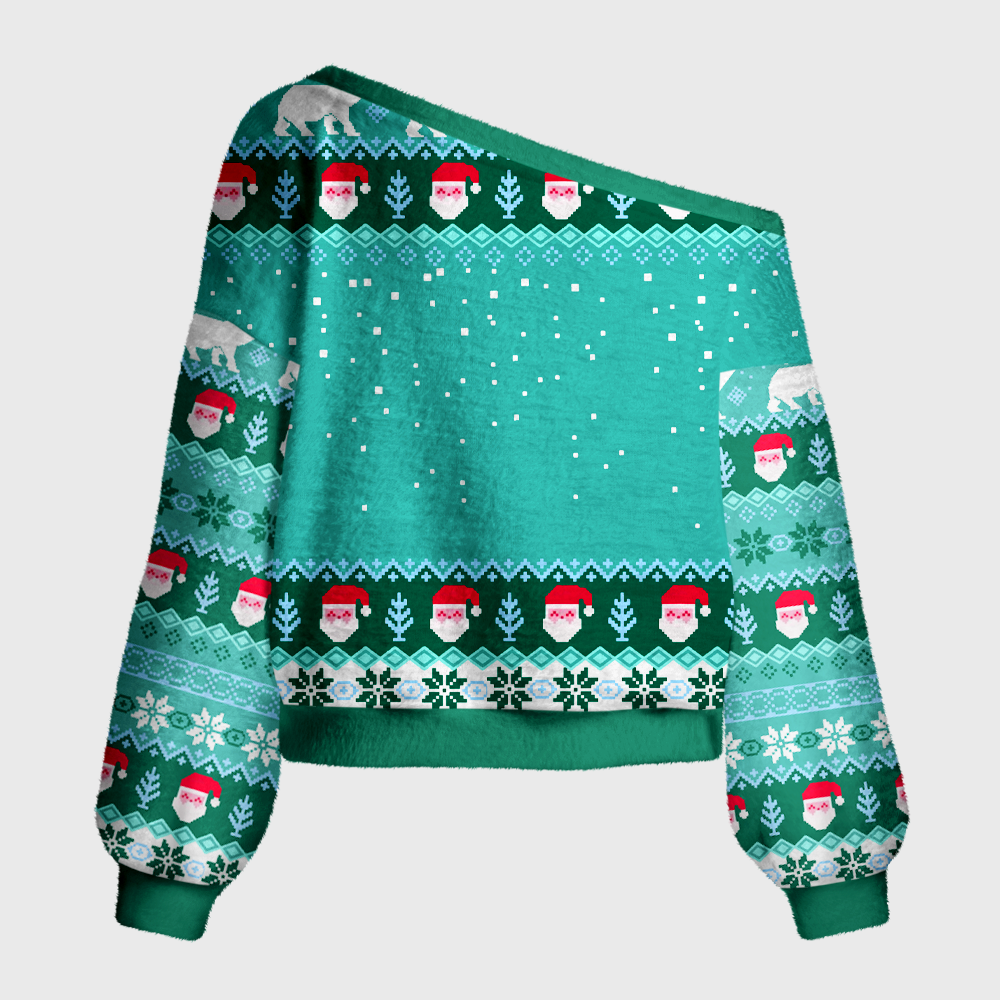 Pagewings Fantasy Bookish Off Shoulder Ugly Knit Sweater