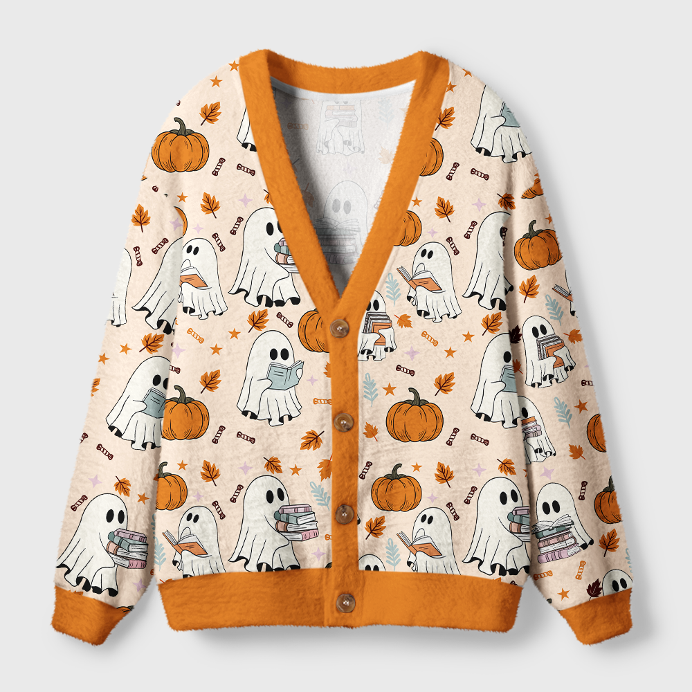 Pagewings Halloween Bookish Light Knit Unisex Cardigan Sweaters