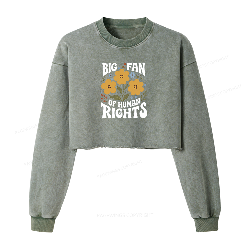 Pagewings Big Fan of Human Rights Washed Crop Sweatshirt