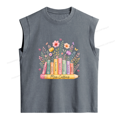 Pagewings Personalized Teacher  Women's Washed Tank Top