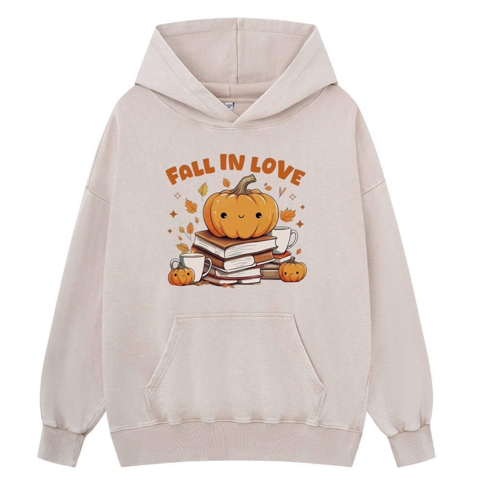 Pagewings Thanksgiving Fall in Love with Reading Unisex Washed Hoodie