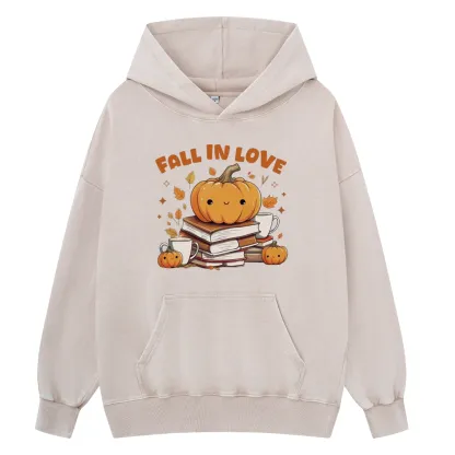 Pagewings Thanksgiving Fall in Love with Reading Unisex Washed Hoodie