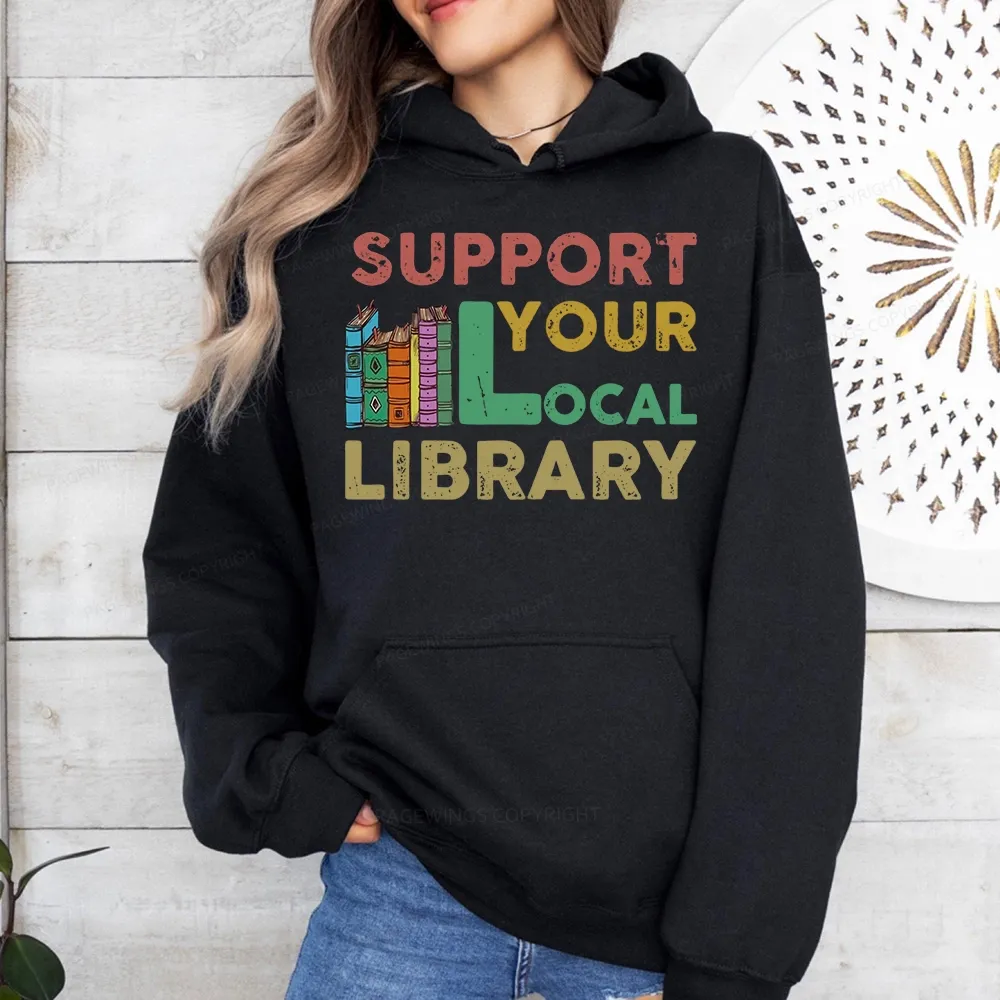 Pagewings Support Your Local Library Unisex Classic Hoodie