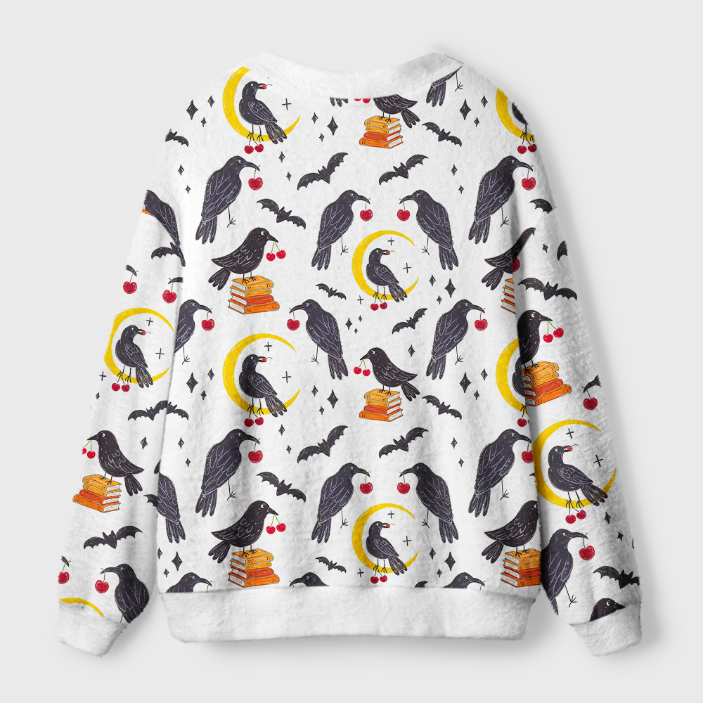 Pagewings Reading Crow Light Knit Unisex Cardigan Sweaters