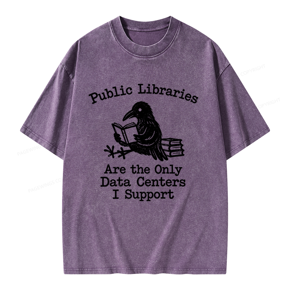 Pagewings Public Library Unisex Washed T-shirt
