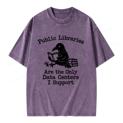 Pagewings Public Library Unisex Washed T-shirt