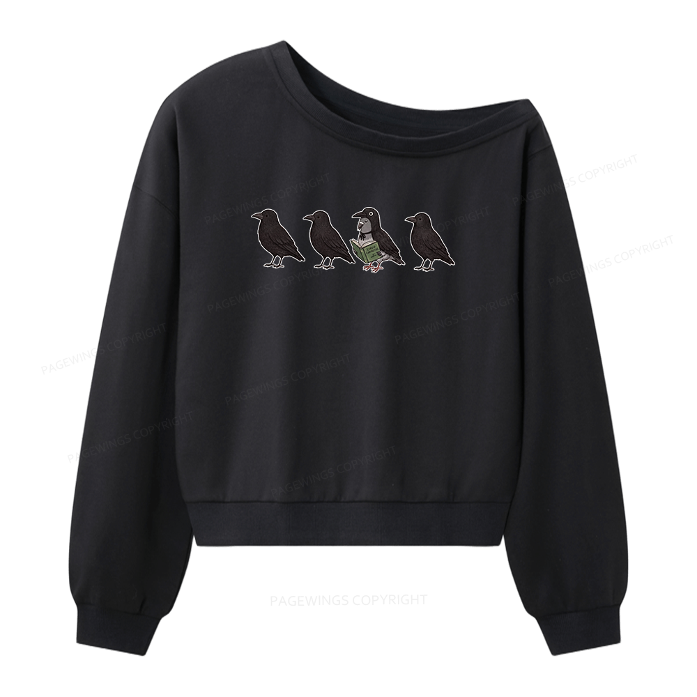 Pagewings Funny Crow Pigeon Women Off Shoulder Sweatshirt