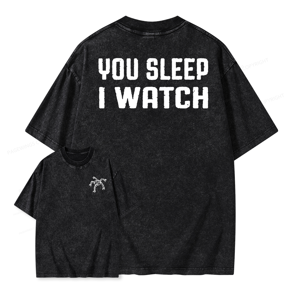 Pagewings You Sleep I Watch Unisex Washed T-shirt