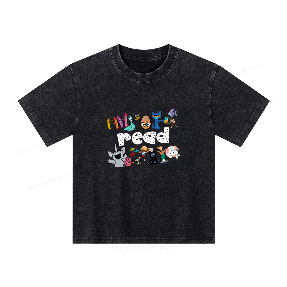 Pagewings Reading Bookish Unisex Kids Washed T-shirt