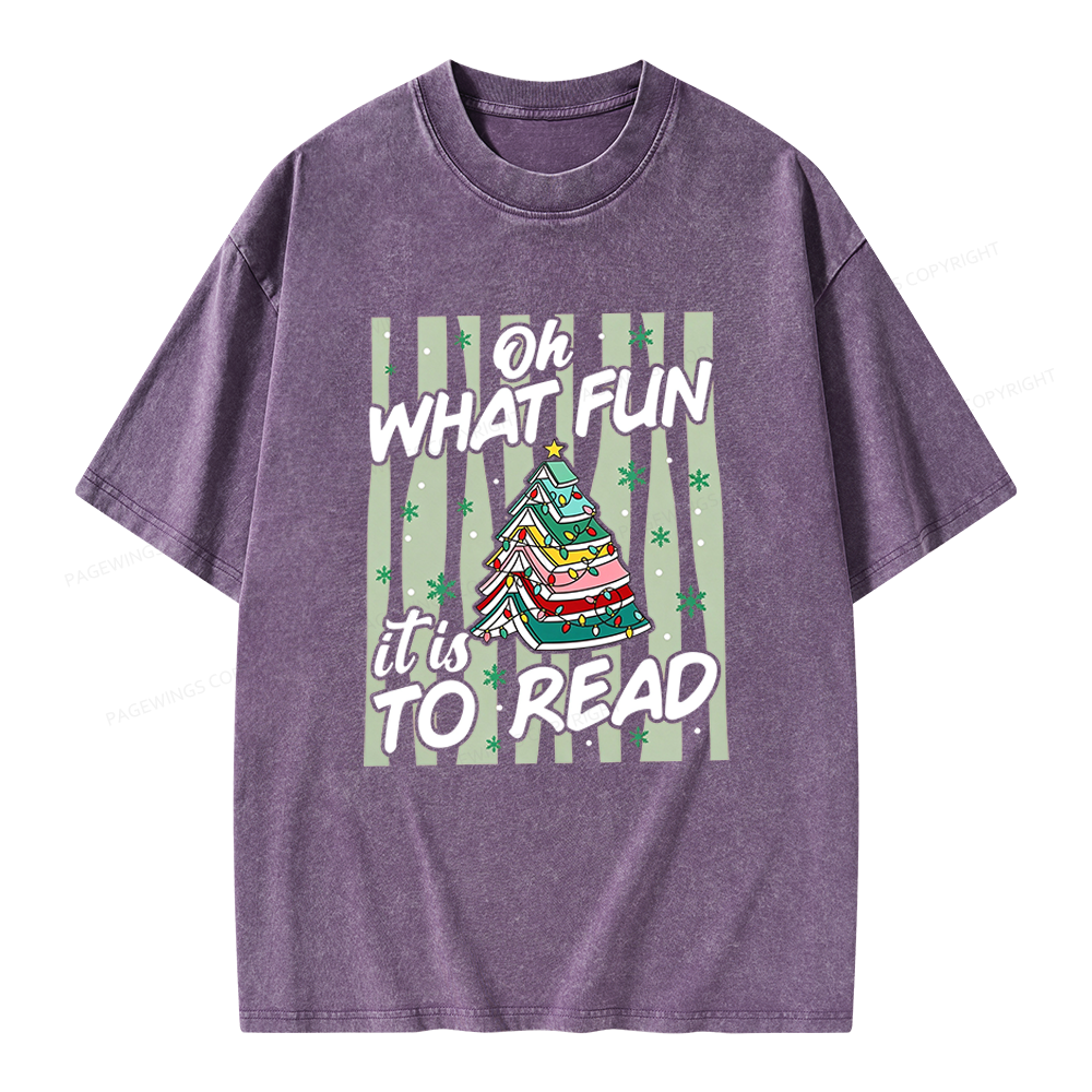 Pagewings Funny Christmas Reading Unisex Washed T-shirt