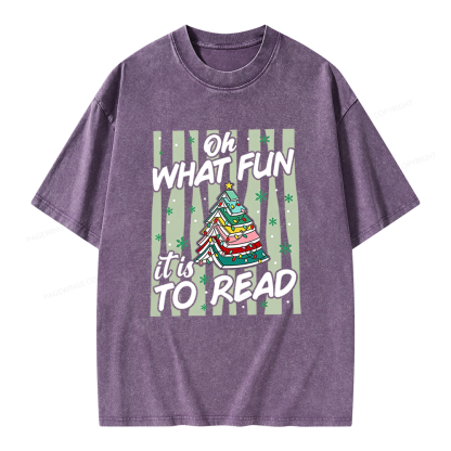 Pagewings Funny Christmas Reading Unisex Washed T-shirt