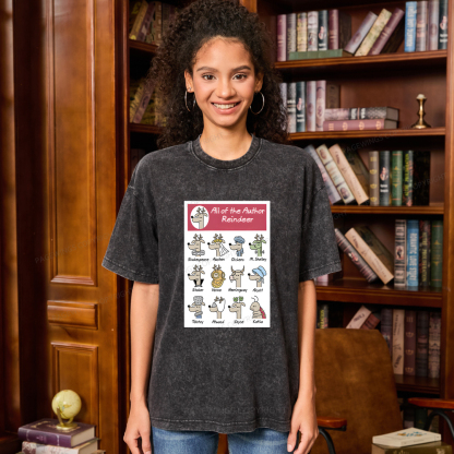 Pagewings All Of The Author Reindeer Unisex Washed T-shirt