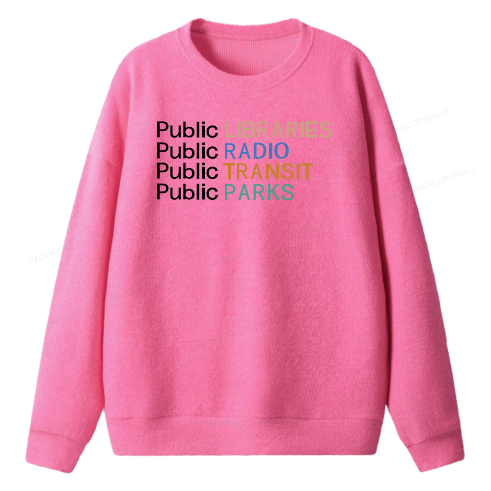 Pagewings Public Libraries Radio Transit Parks Unisex Knit Sweatshirt