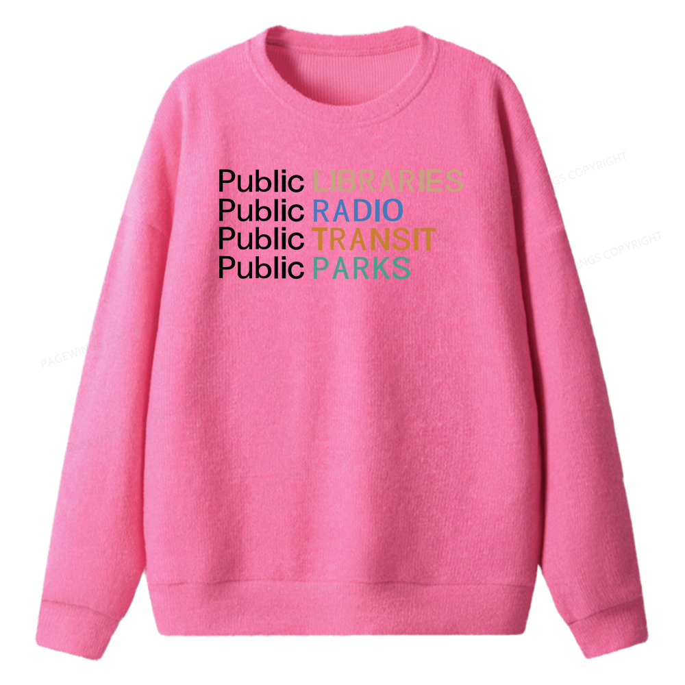 Pagewings Public Libraries Radio Transit Parks Unisex Knit Sweatshirt