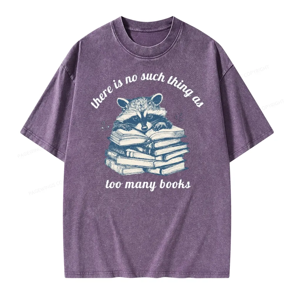 Pagewing Book Lover Raccoon Unisex Washed T-shirt