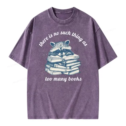 Pagewing Book Lover Raccoon Unisex Washed T-shirt