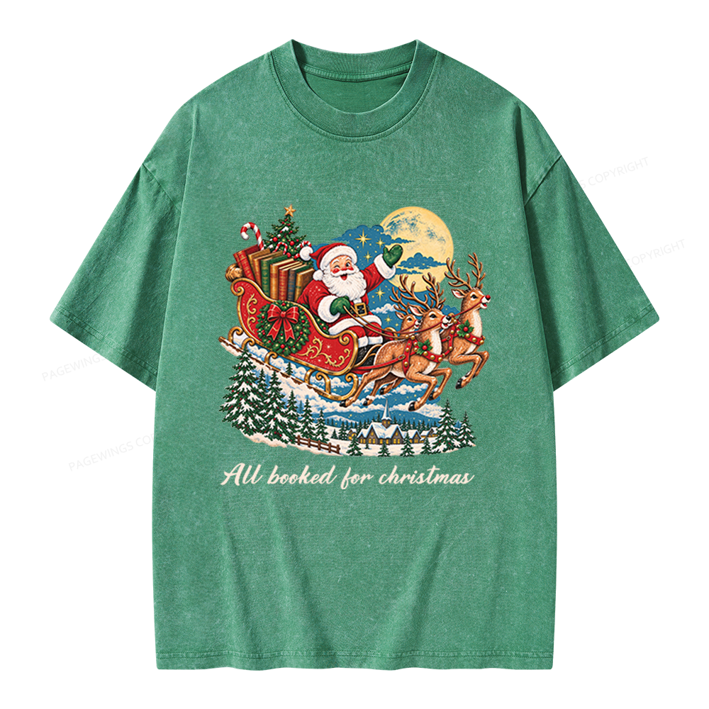 Pagewings All Booked For Christmas Unisex Washed T-shirt