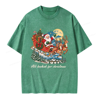 Pagewings All Booked For Christmas Unisex Washed T-shirt