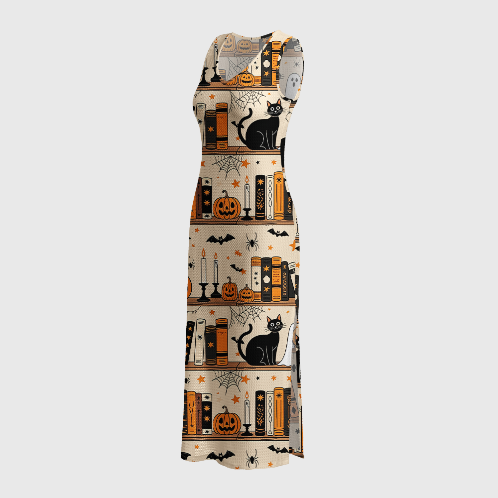 Pagewings Halloween Fall Bookworm Reading Crochet Maxi Dress