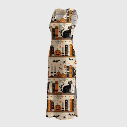 Pagewings Halloween Fall Bookworm Reading Crochet Maxi Dress