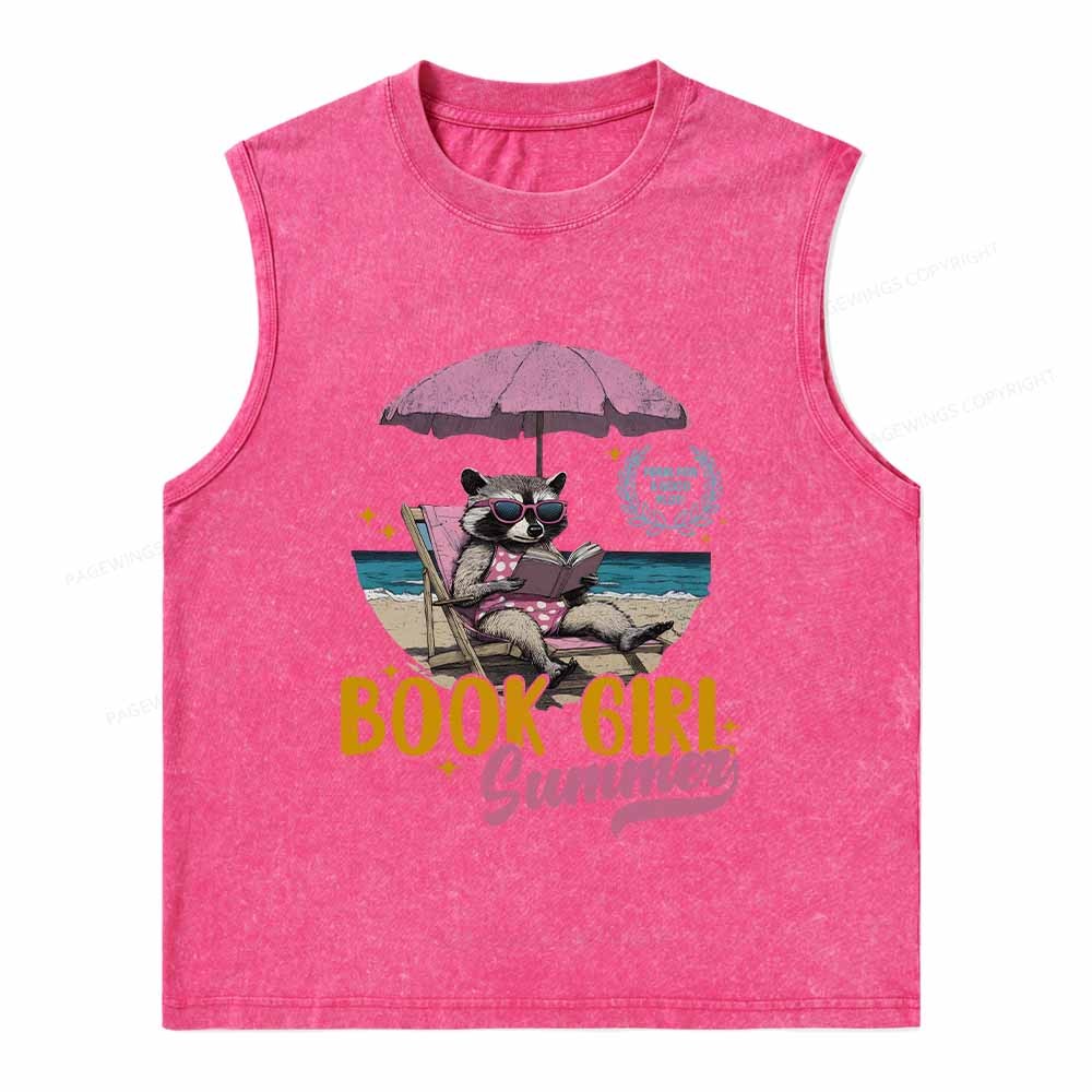 Pagewings Book Girl Summer Washed Tank Top