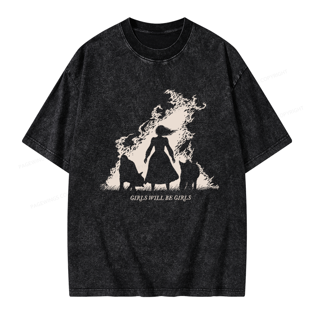 Pagewings Girls Will be Girls Unisex Washed T-shirt