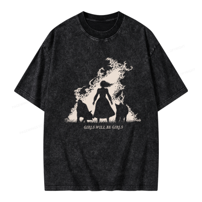 Pagewings Girls Will be Girls Unisex Washed T-shirt