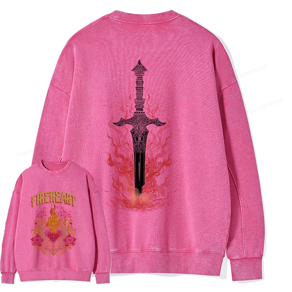 Pagewings Fireheart Unisex Washed Sweatshirt