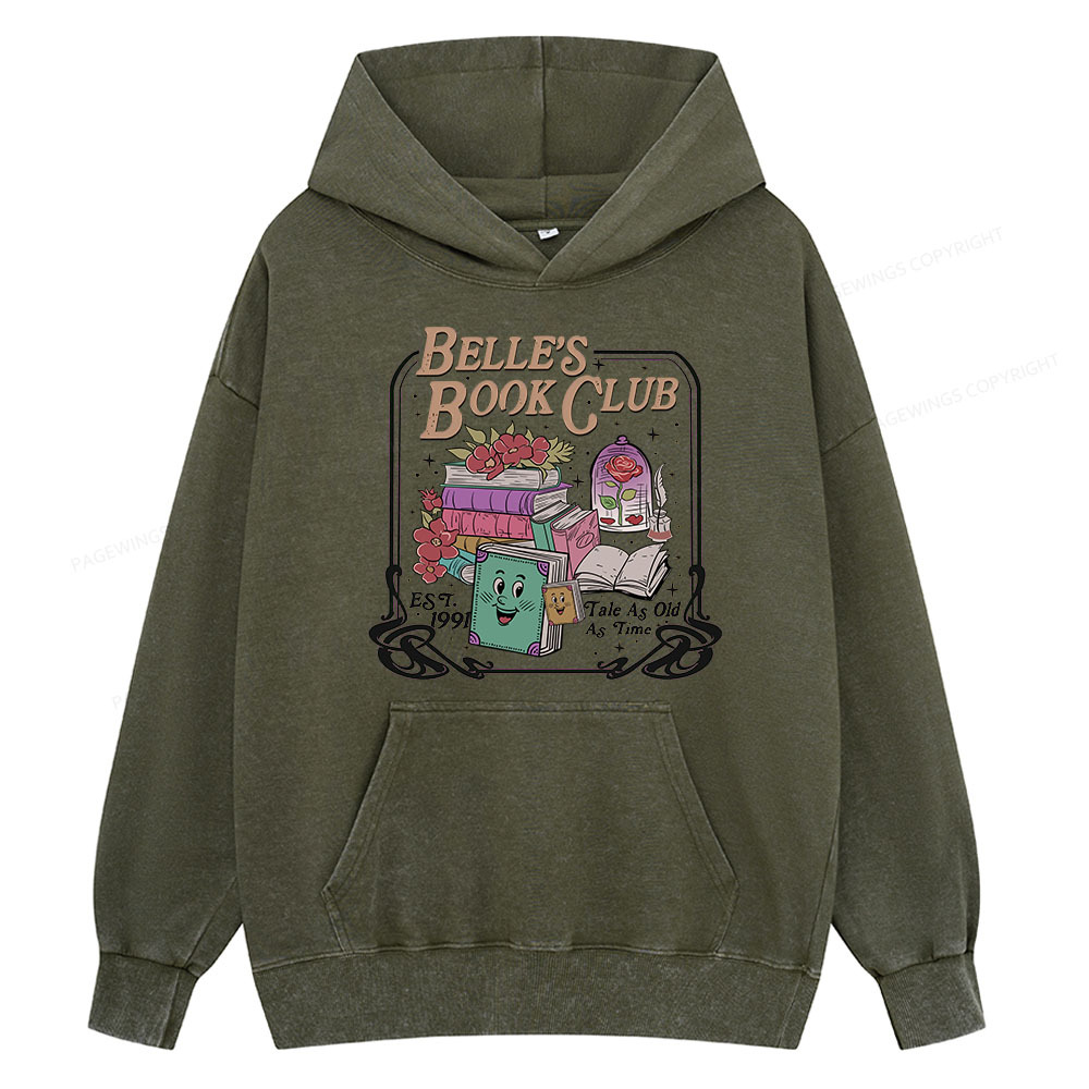 Pagewing Belle's Book Club Unisex Washed Hoodie