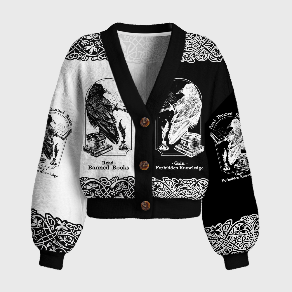 Pagewings Read Banned Books Women's Cardigan Sweater