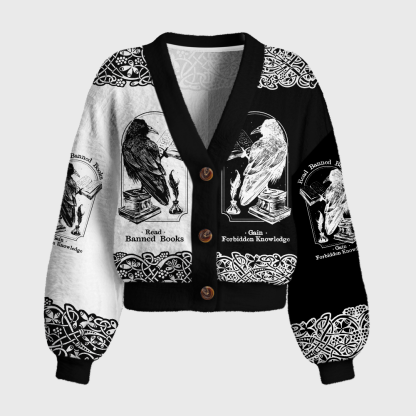 Pagewings Read Banned Books Women's Cardigan Sweater