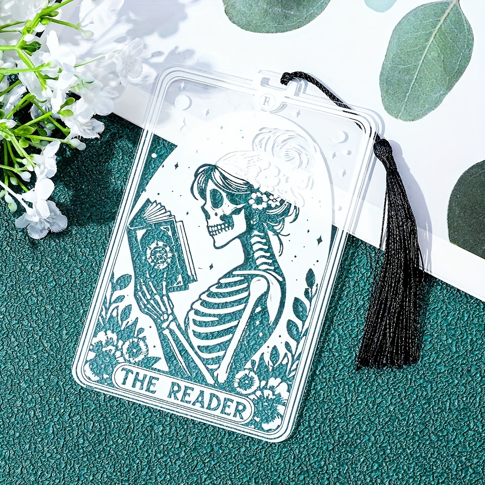 ]Pagewings The Reader Skeleton Tarot Card Acrylic Bookmark