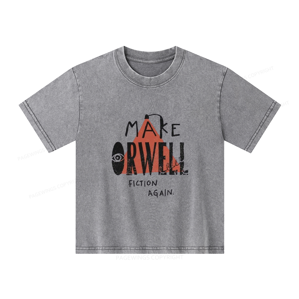 Pagewings Make Orwell Fiction Again Unisex Kids Washed T-shirt