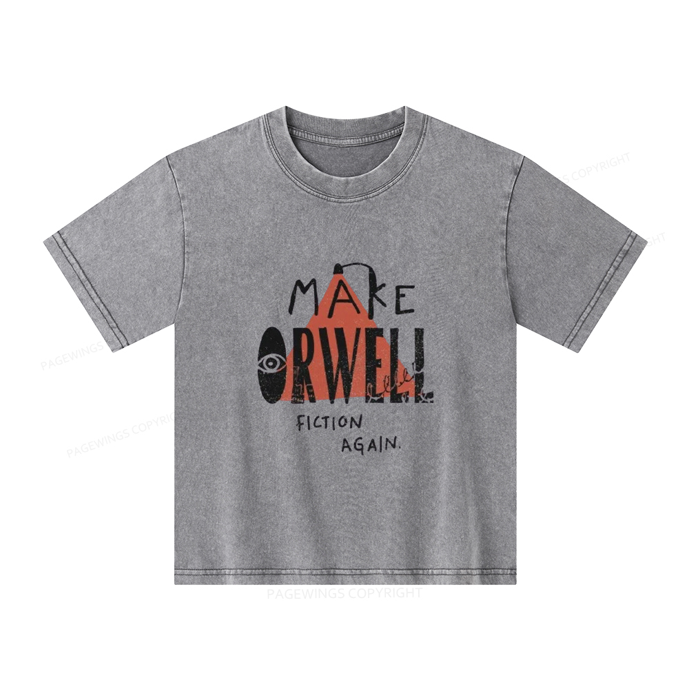 Pagewings Make Orwell Fiction Again Unisex Kids Washed T-shirt