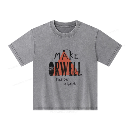 Pagewings Make Orwell Fiction Again Unisex Kids Washed T-shirt