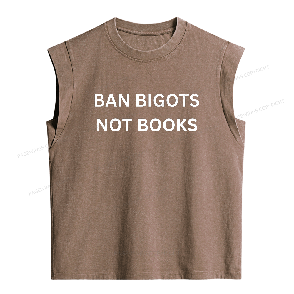 Pagewings Ban Bigots Not Books Women's Washed Tank Top