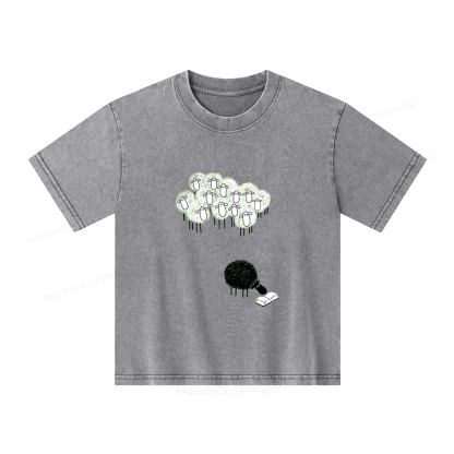 Pagewings Reading Fluffy Flock Unisex Kids Washed T-shirt